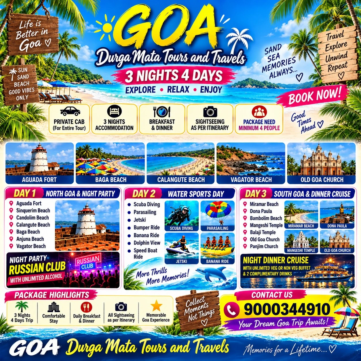 Goa 3 Nights 4 Days Tour Package
