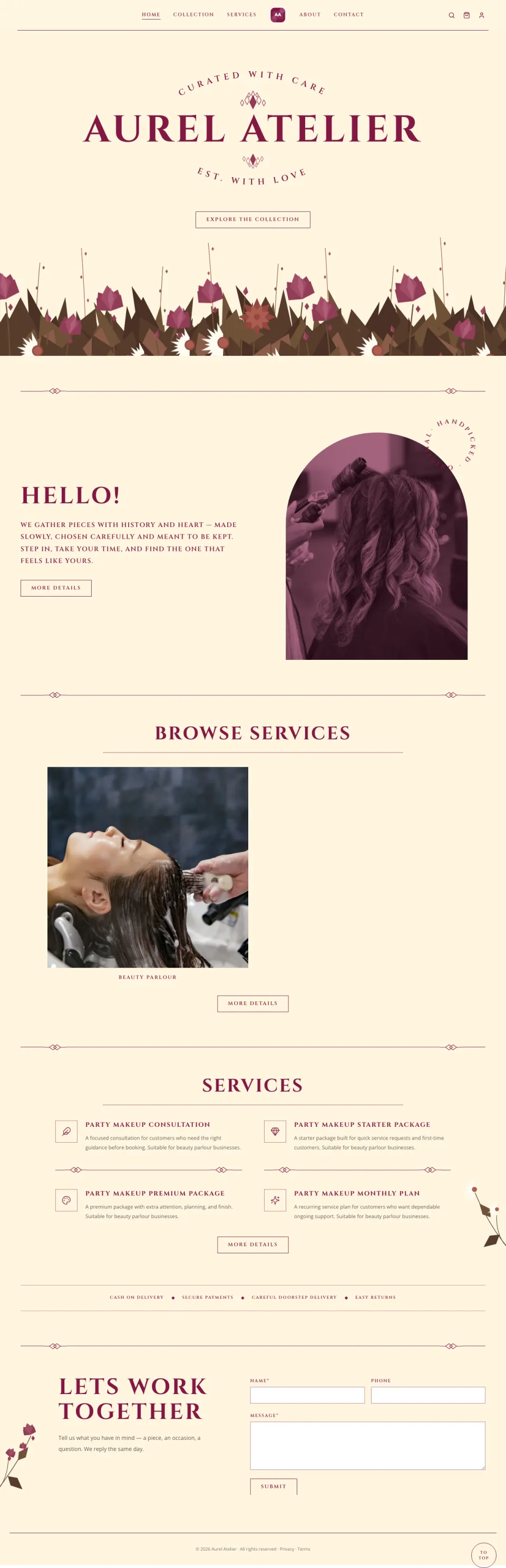 Elegant · Aurel full website preview