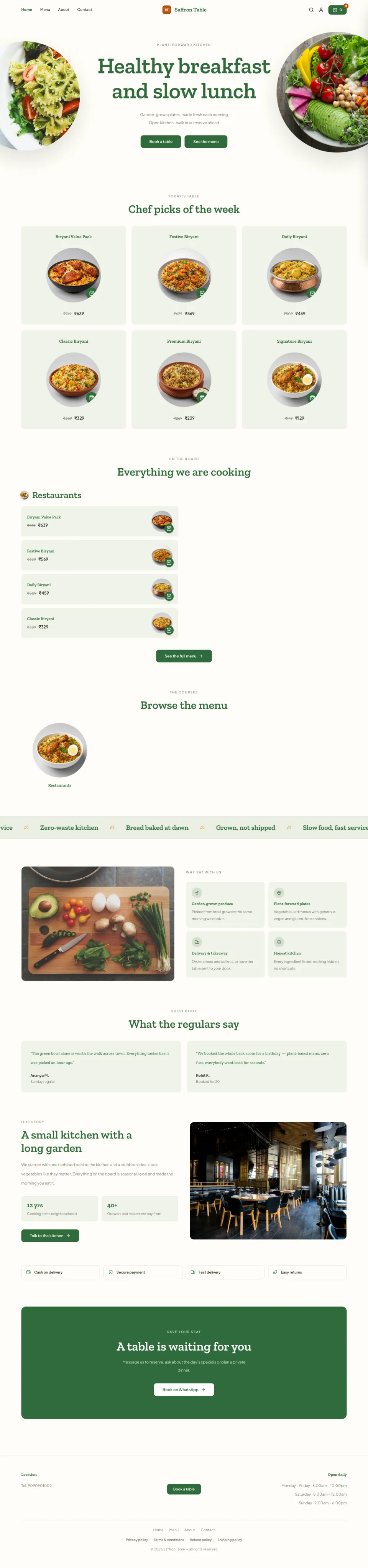 Restaurant · Basil full website preview