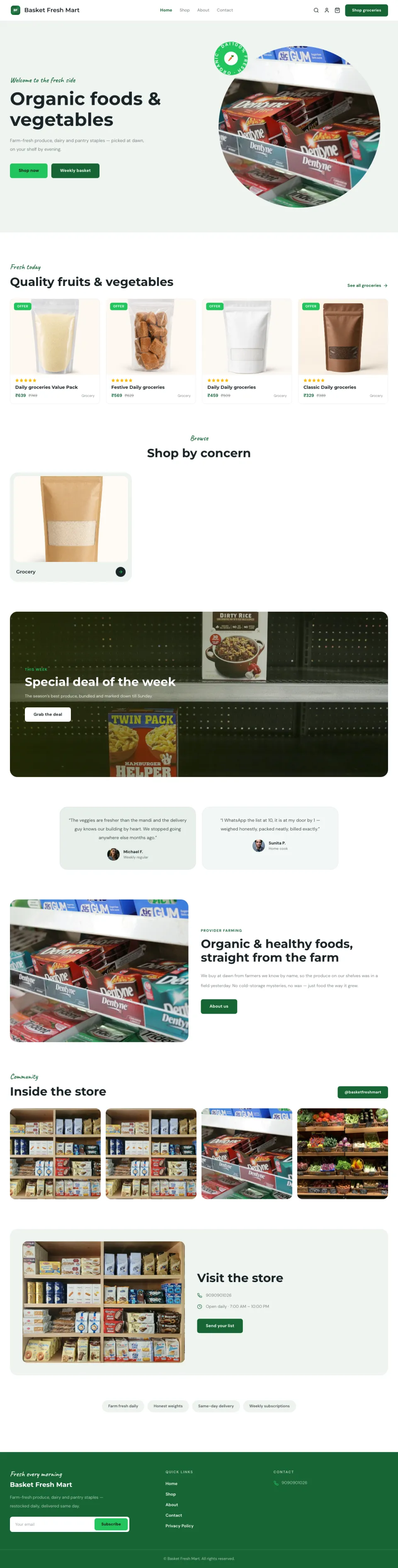 Grocery · Basket full website preview