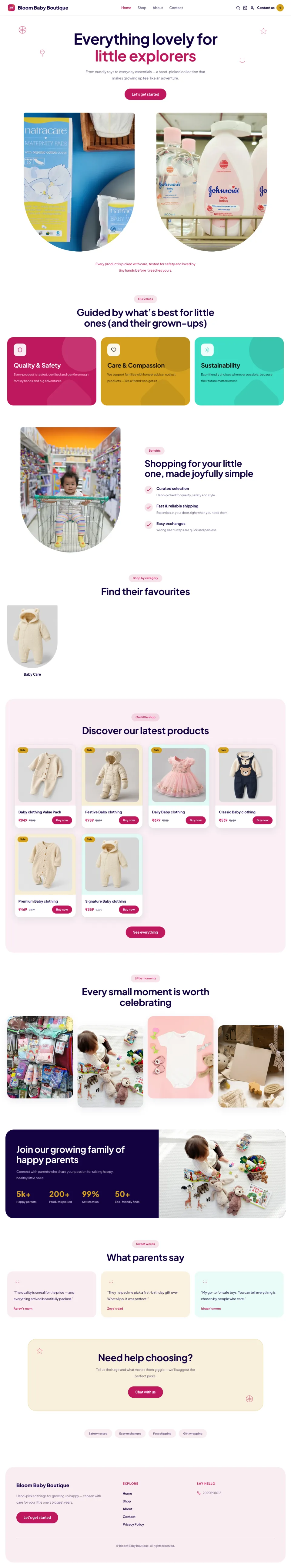 Kids · Bloom full website preview