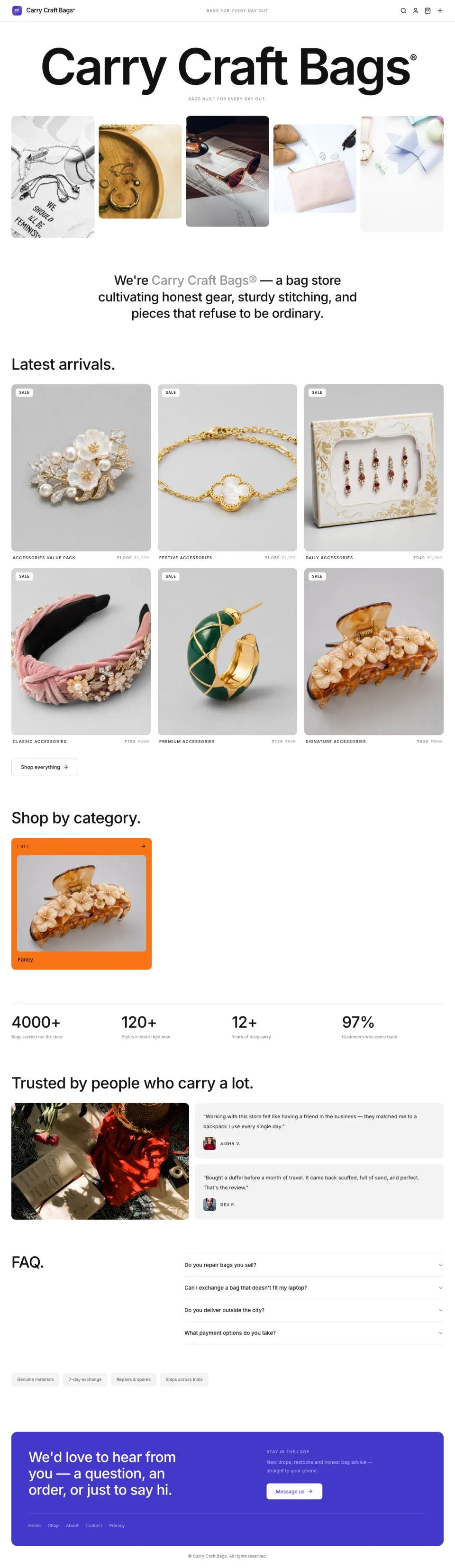 Bags · Carry full website preview