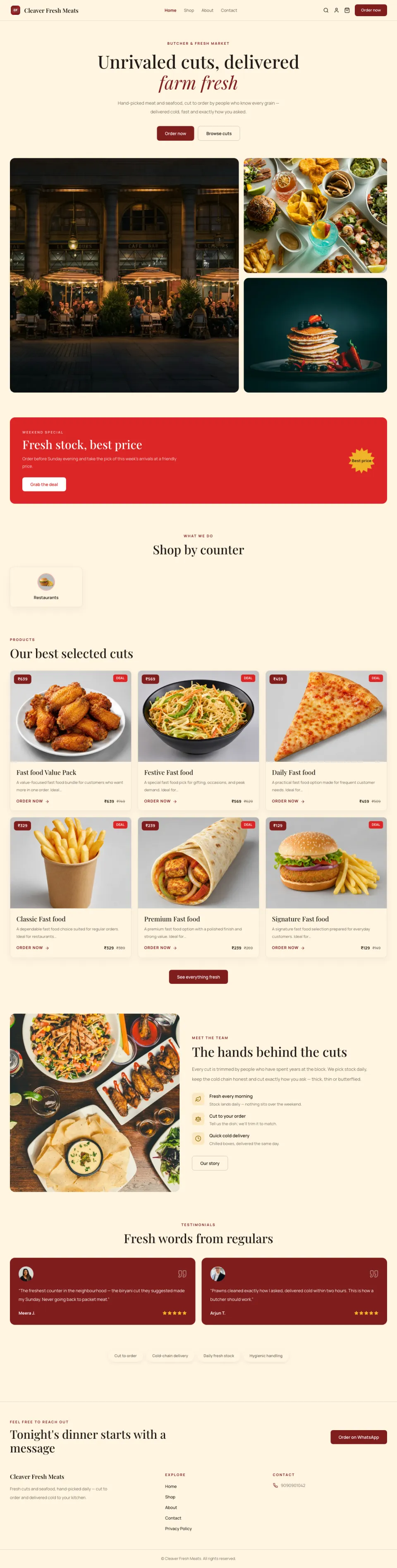 Meat · Cleaver full website preview
