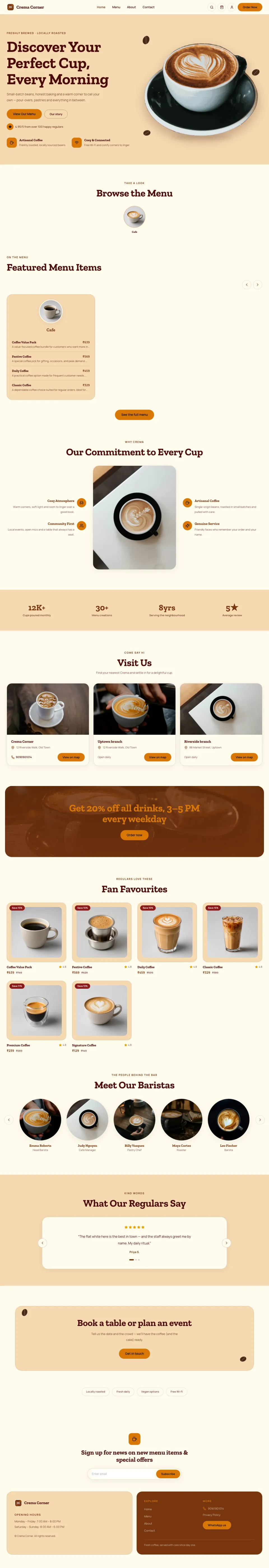 Cafe · Crema full website preview