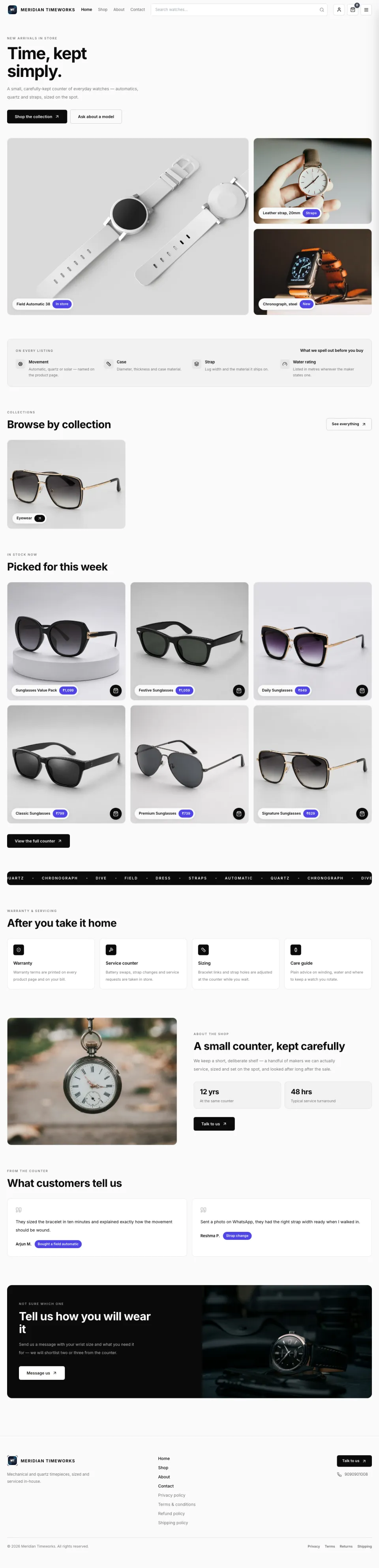 Watches · Dial full website preview