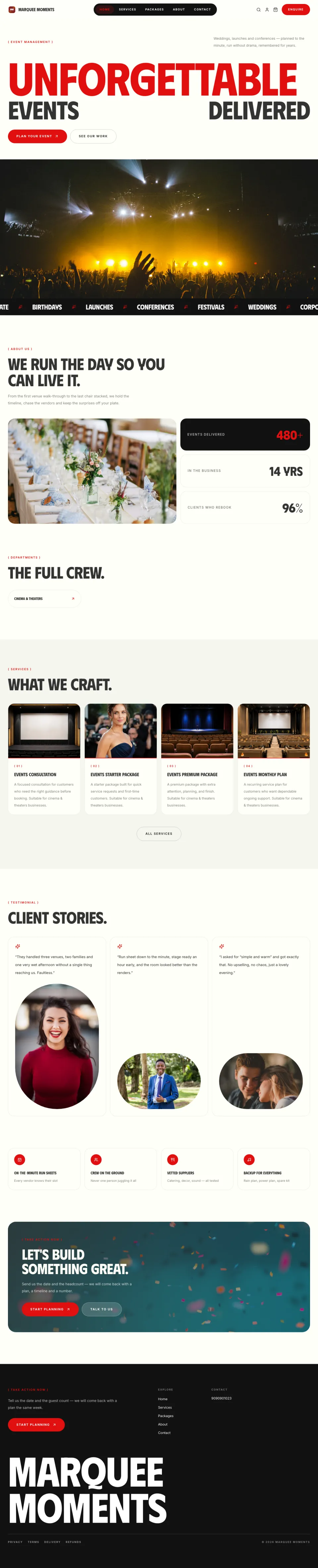 Events · Fanfare full website preview