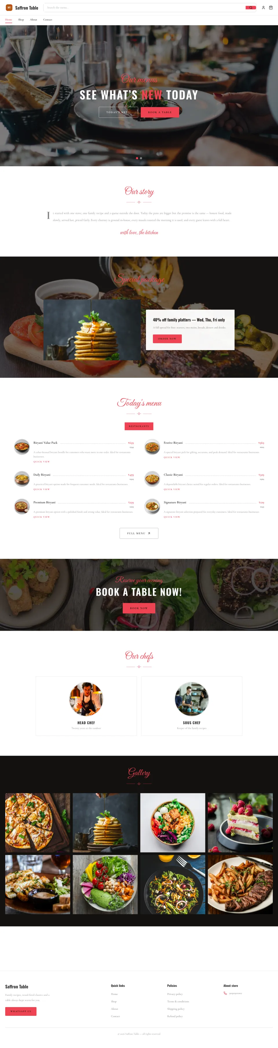 Restaurant · Feast full website preview