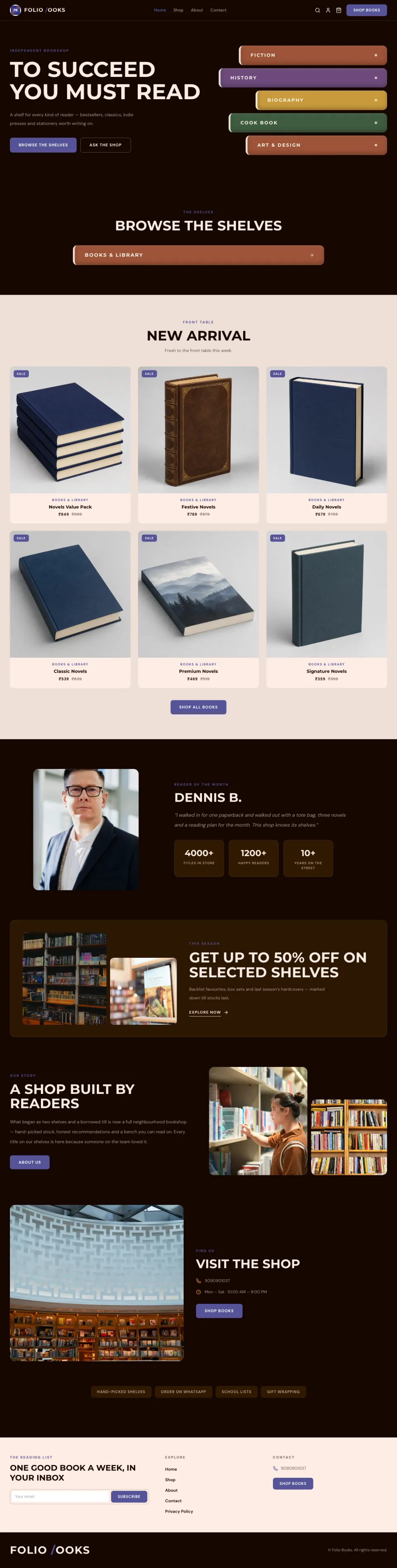 Books · Folio full website preview
