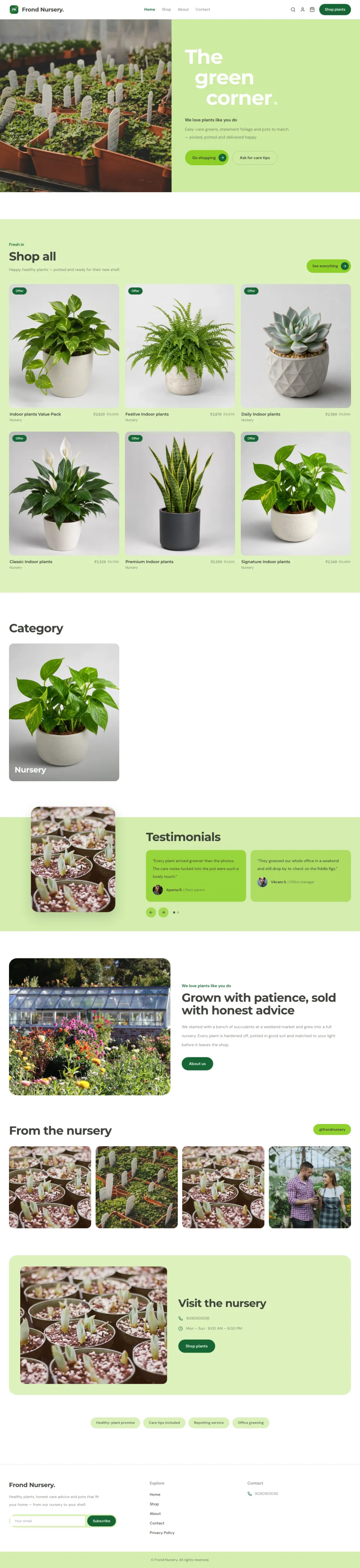 Plants · Frond full website preview
