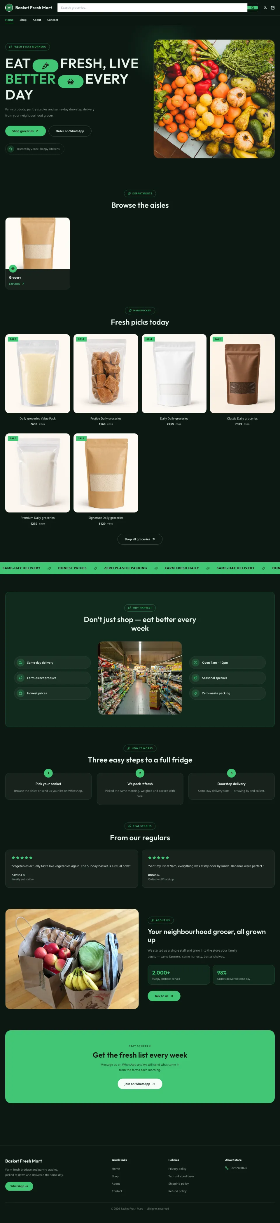 Grocery · Harvest full website preview