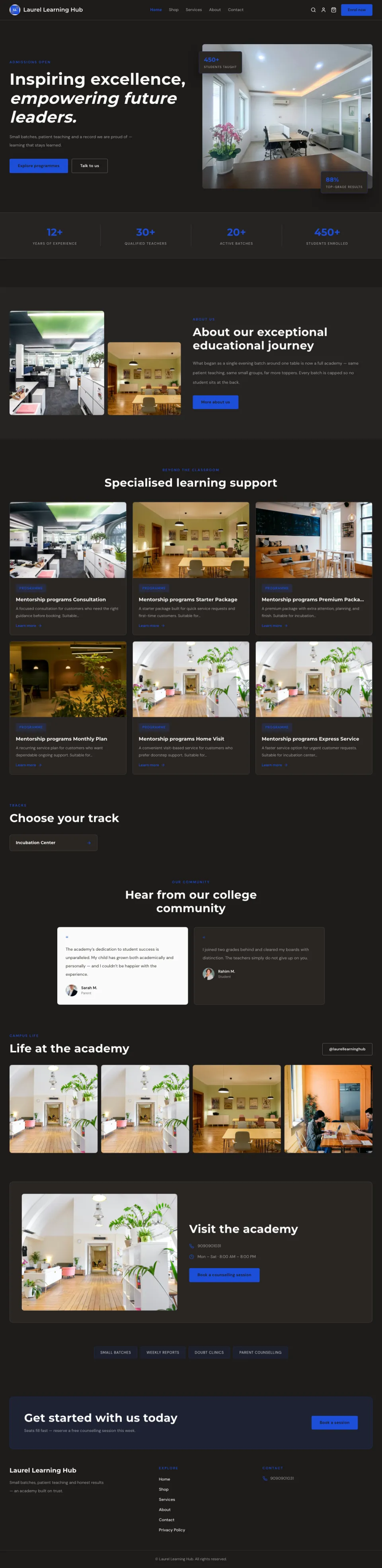 Education · Laurel full website preview