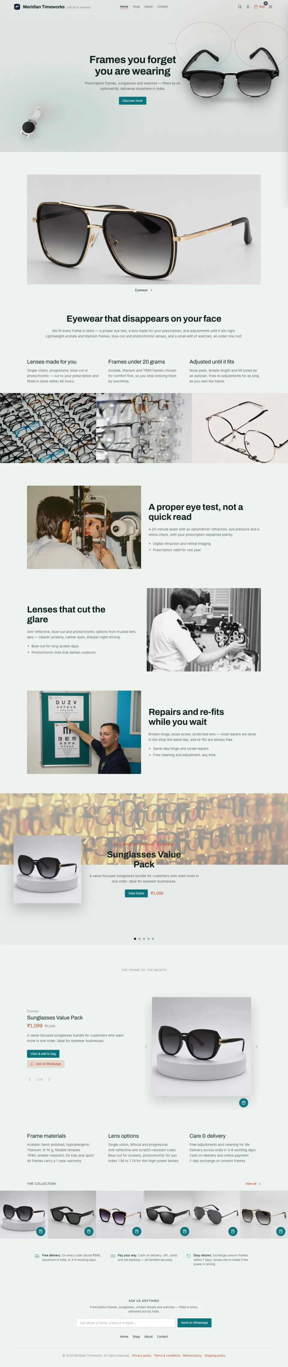 Eyewear · Lens full website preview