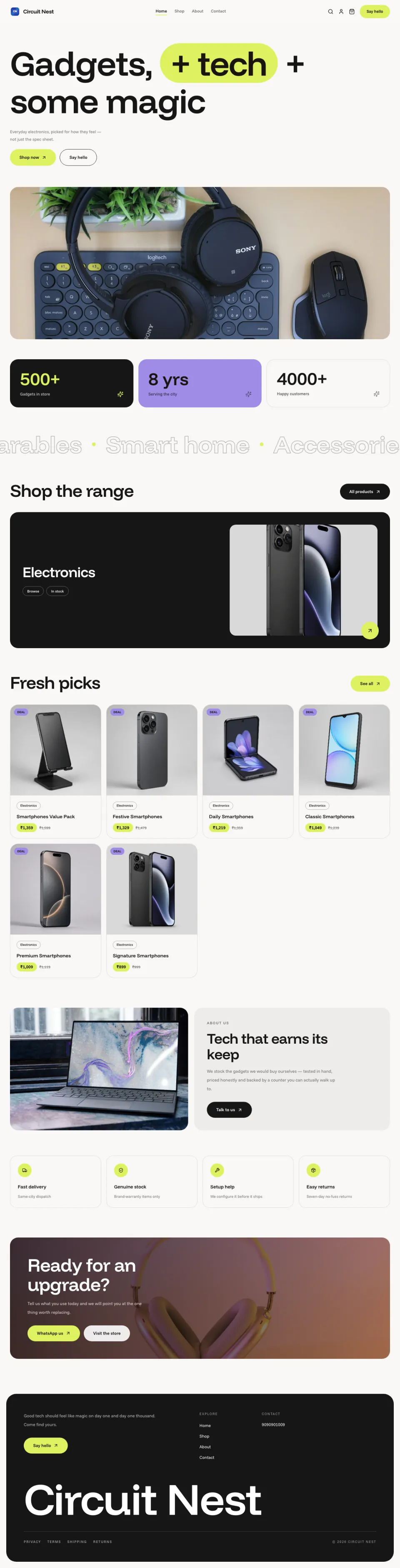 Electronics · Lumen full website preview