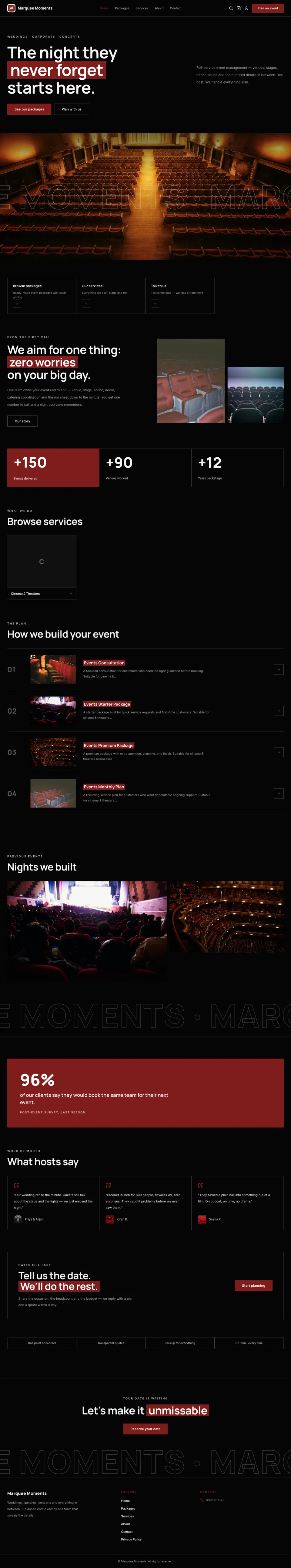 Events · Marquee full website preview