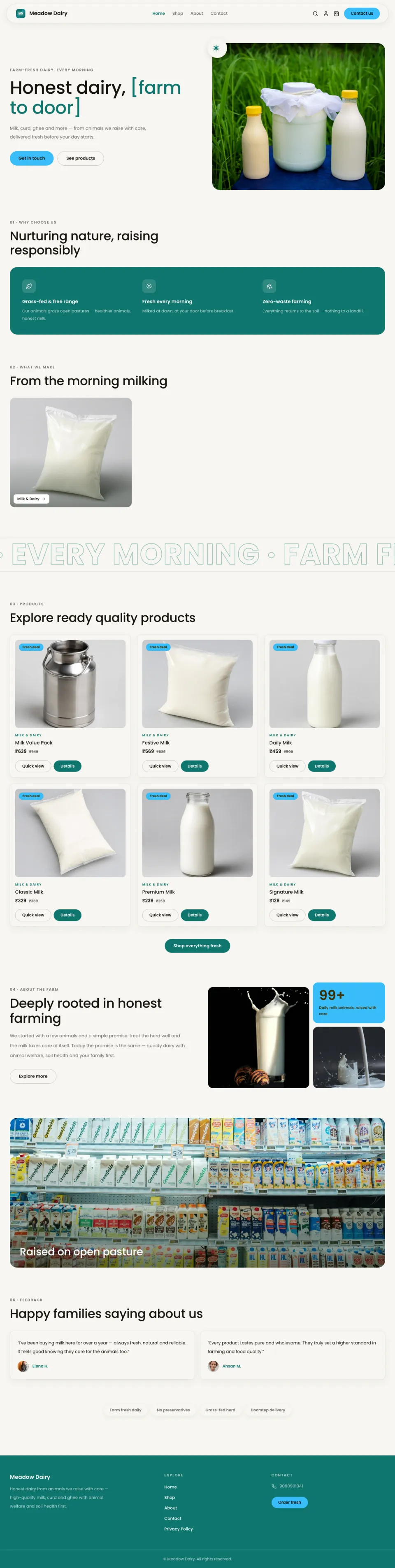 Dairy · Meadow full website preview