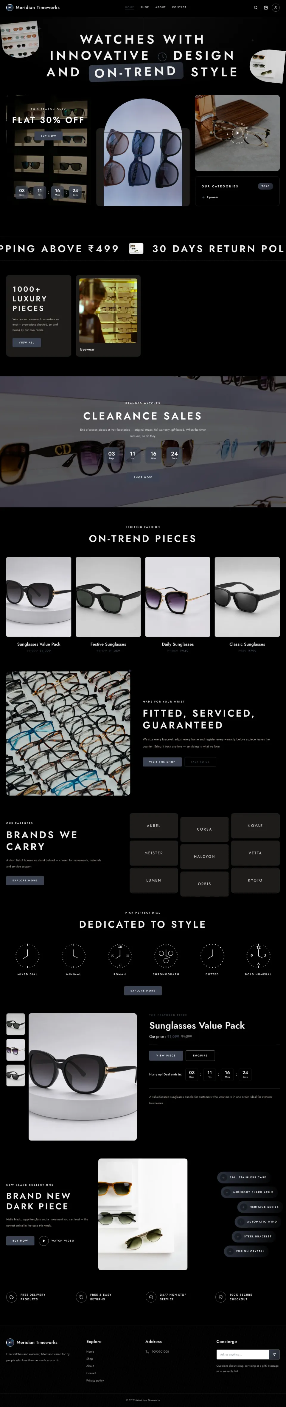 Watches · Meridian full website preview