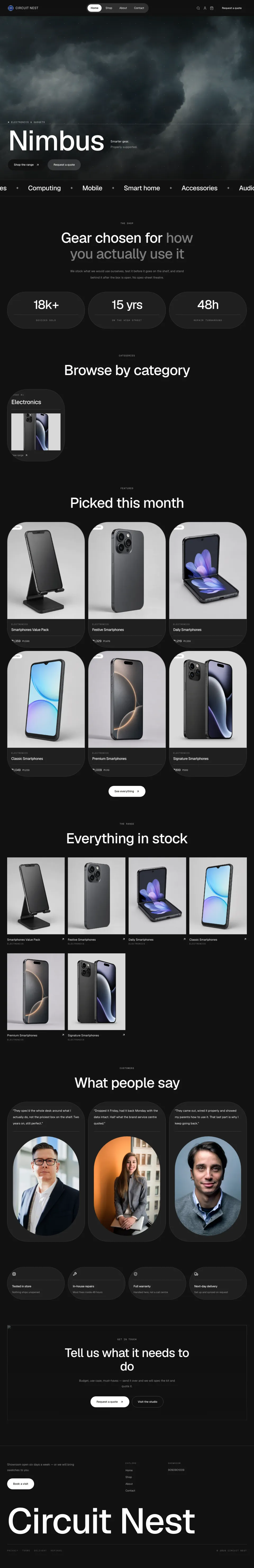 Gadgets · Nimbus full website preview