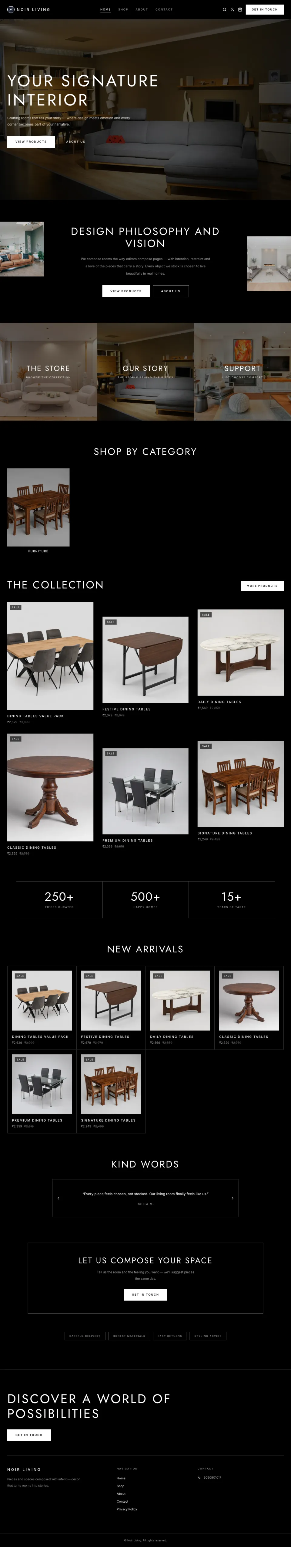 Decor · Noir full website preview