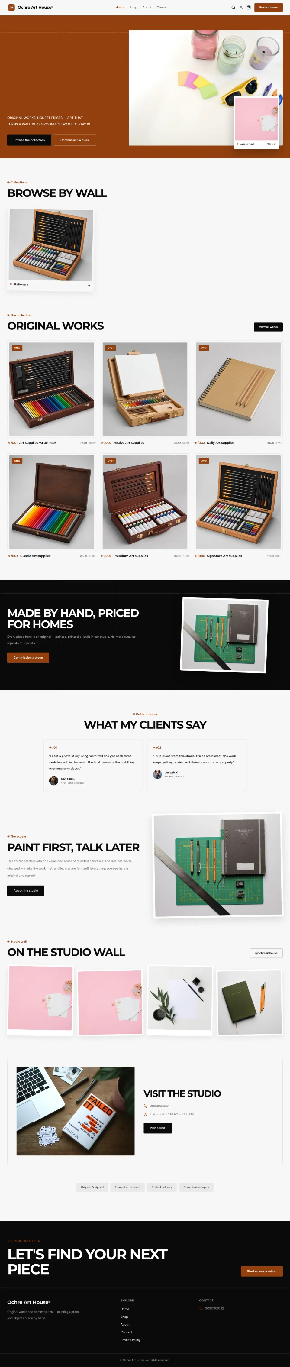 Art · Ochre full website preview