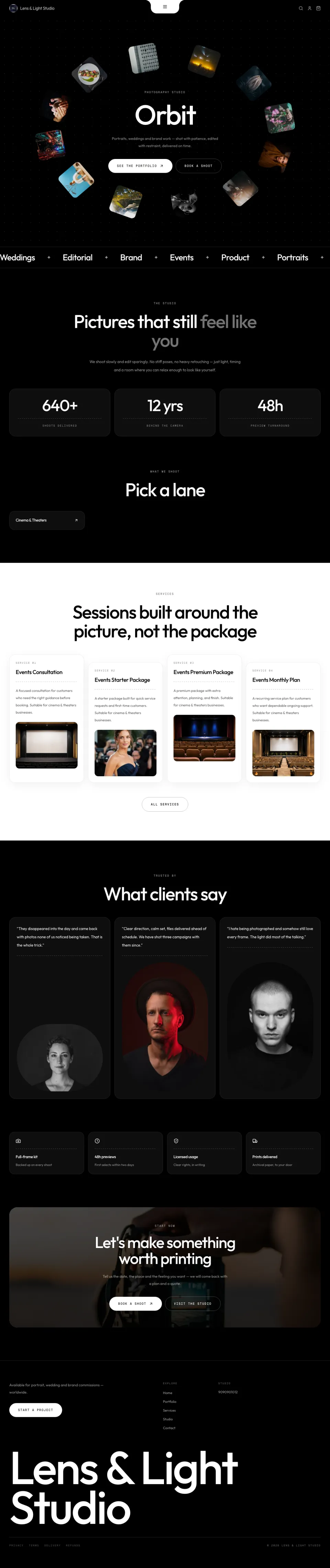 Photography · Orbit full website preview