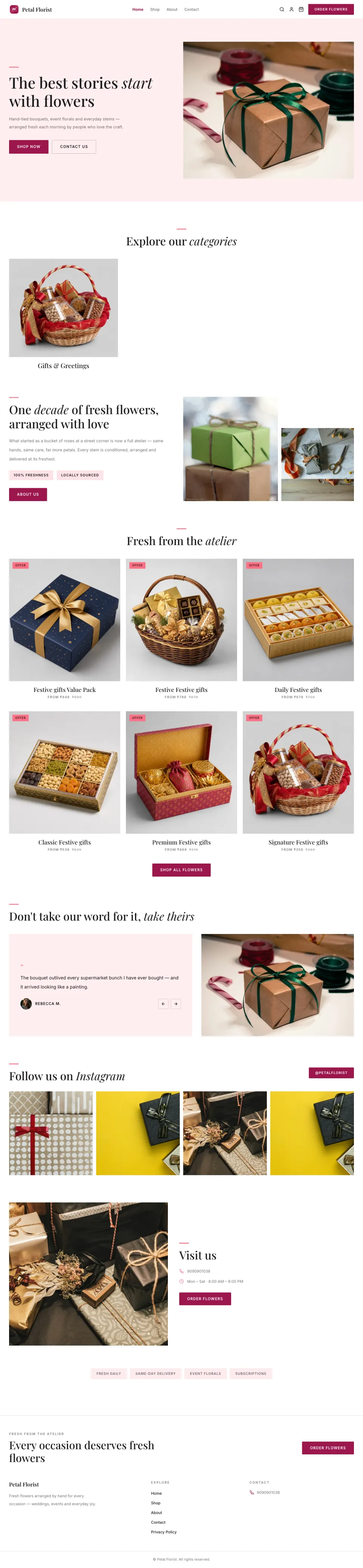 Florist · Petal full website preview