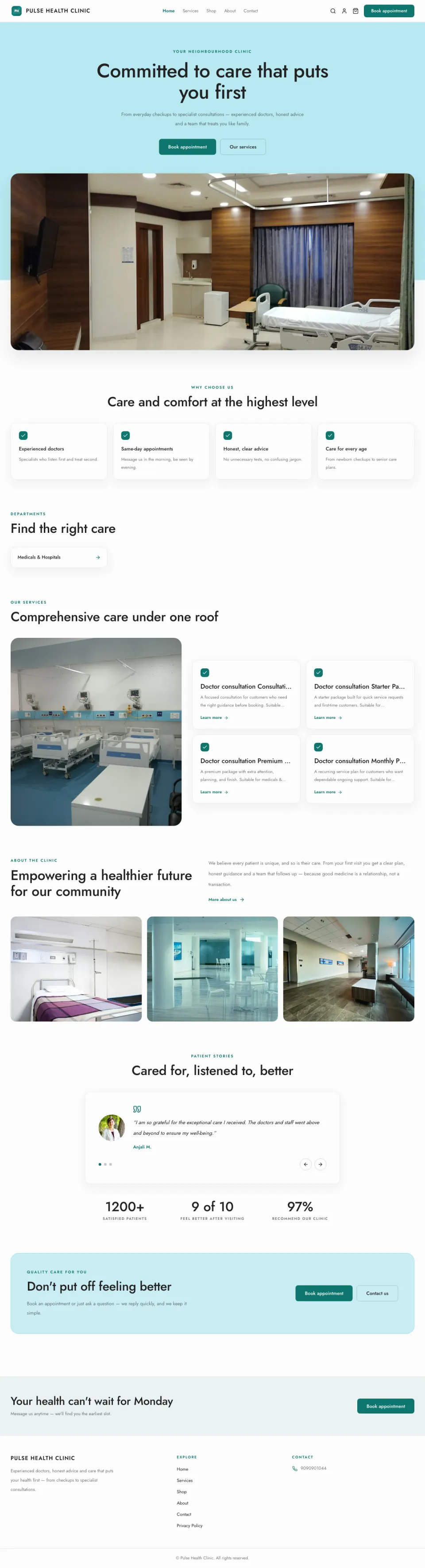 Clinic · Pulse full website preview