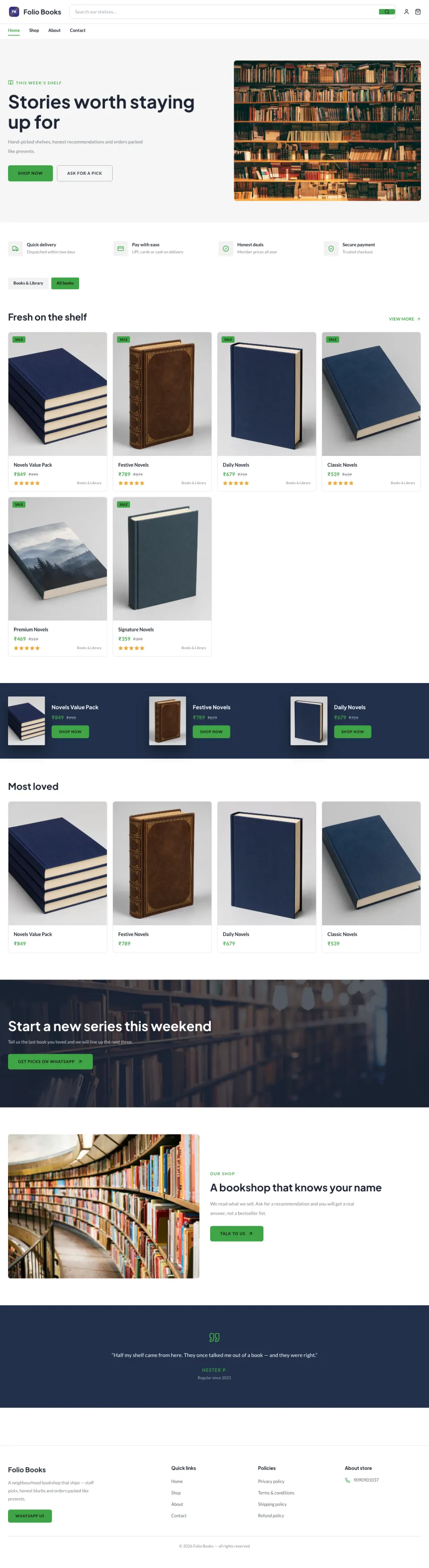Books · Quill full website preview