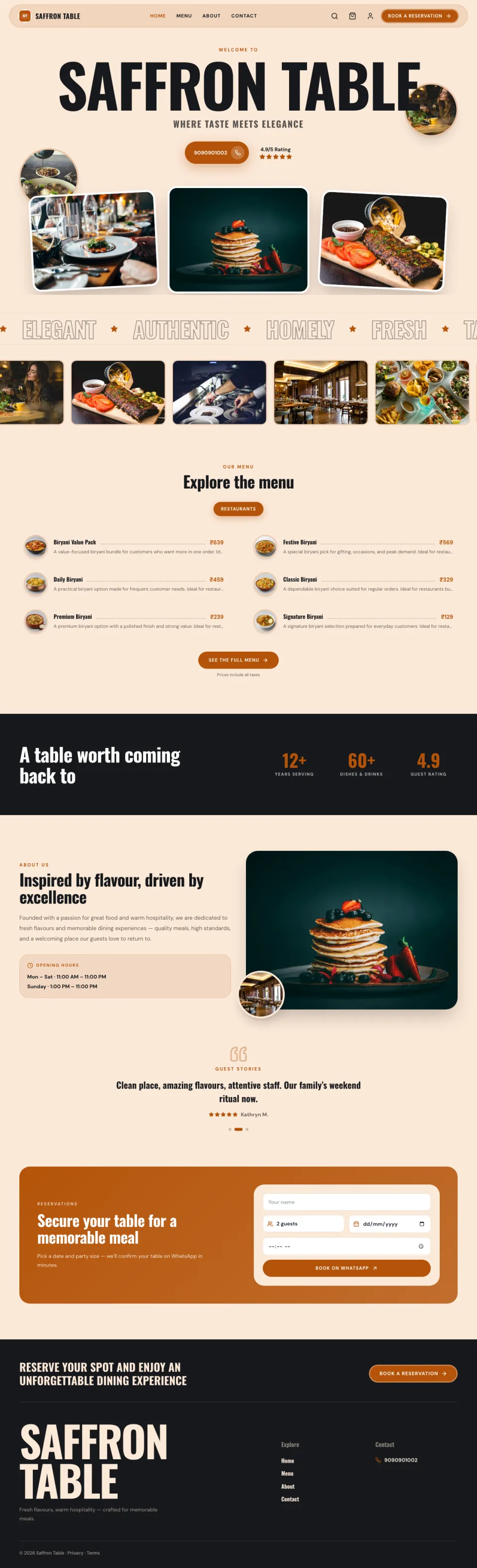 Bistro · Saffron full website preview