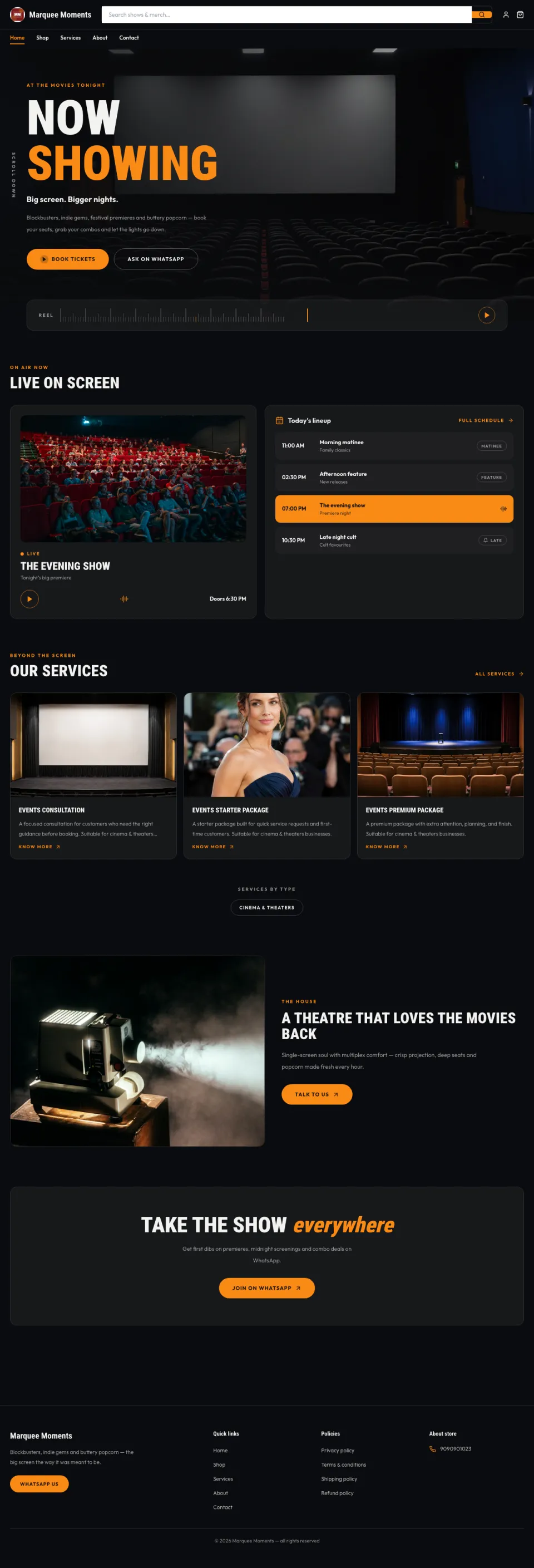 Cinema · Reel full website preview