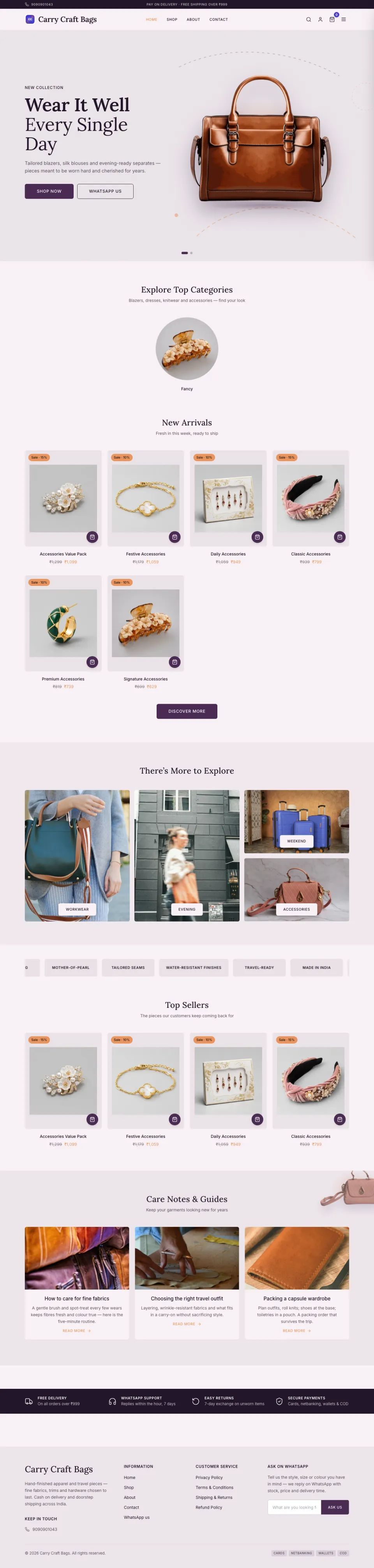 Bags · Satchel full website preview