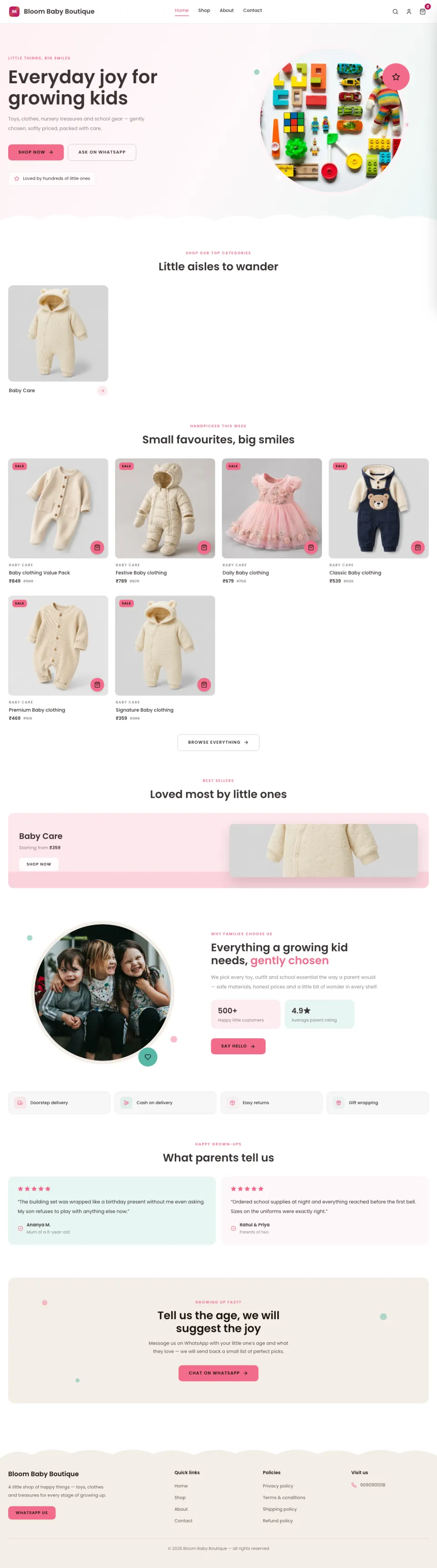 Kids · Sprig full website preview
