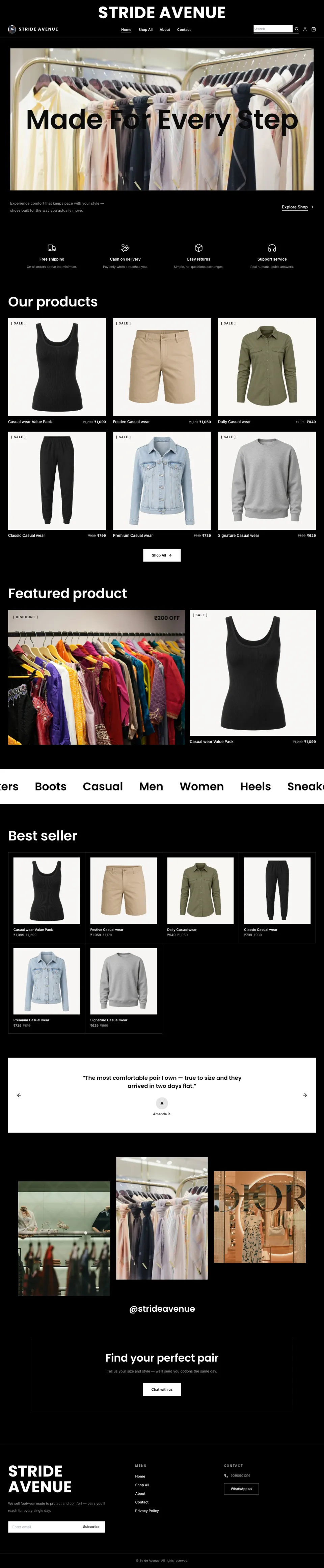 Footwear · Stride full website preview