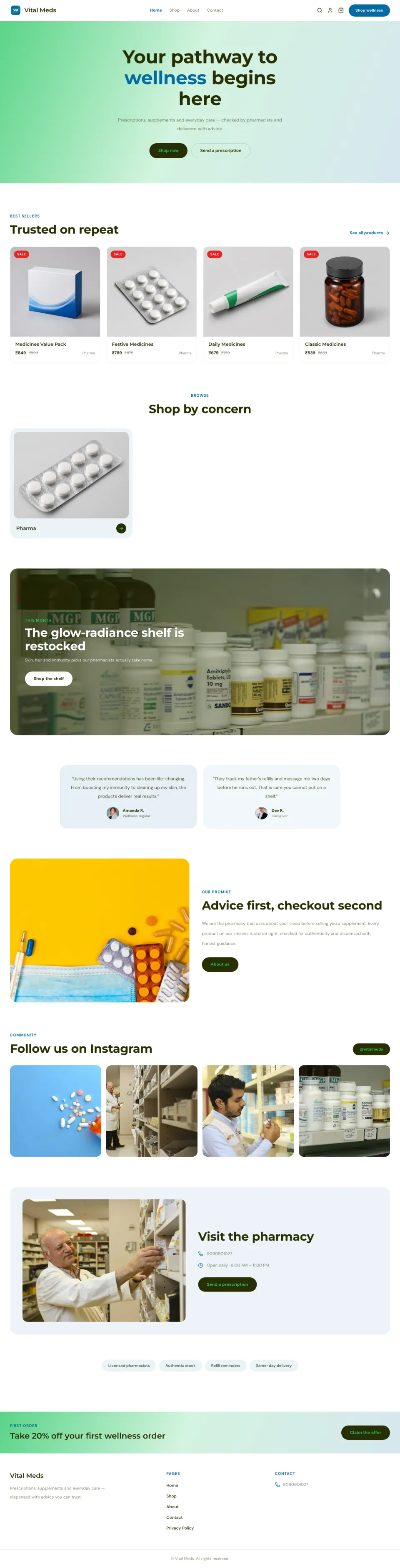 Pharmacy · Vital full website preview