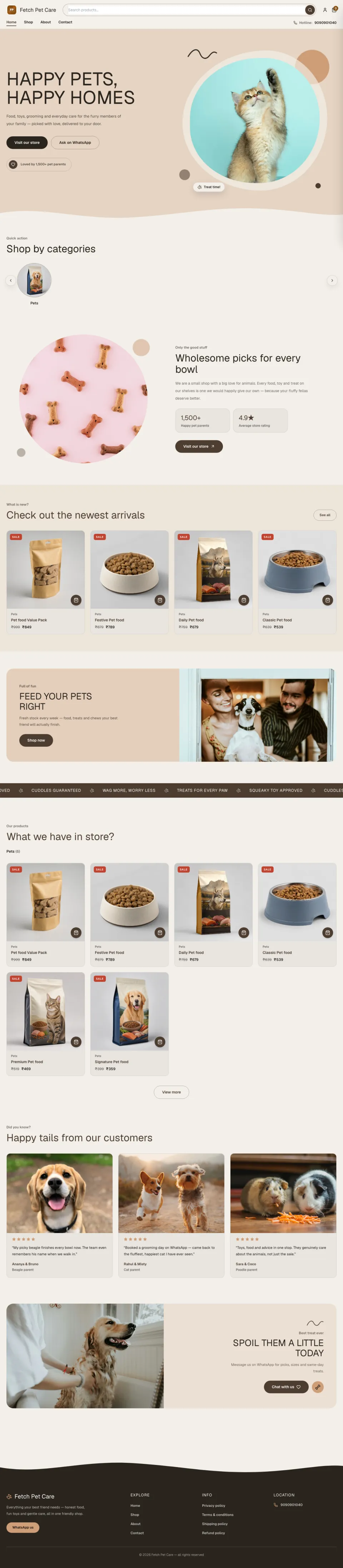 Pets · Whisker full website preview